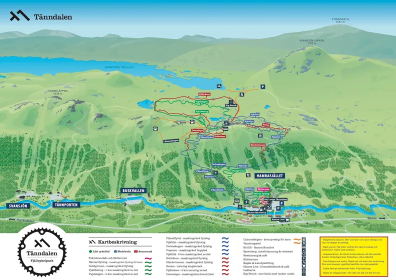 Ledkarta över Tänndalens Cykelleder