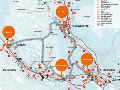 Karta över Funäsfjällstriangeln